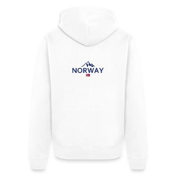 Norvège - Norvège - Norvège - Drapeau - Scandinavie - Veste à capuche bio Premium Unisexe - blanc - Dos - Thijin (182cm)