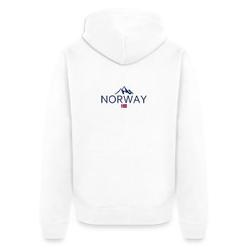 Norvège - Norvège - Norvège - Drapeau - Scandinavie - Veste à capuche bio Premium Unisexe - blanc - Dos - Thijin (182cm)