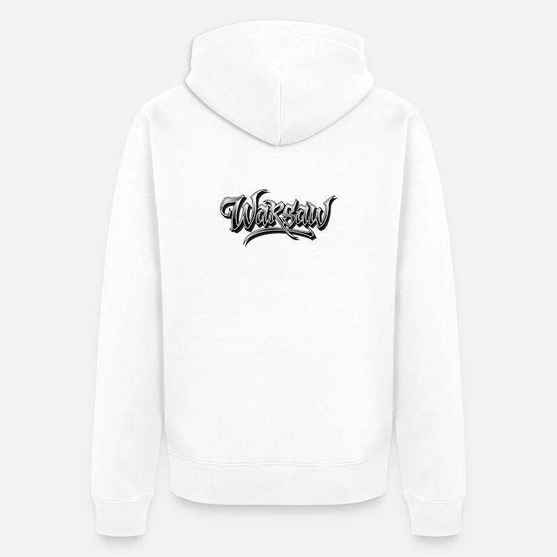 Conception artistique du graffiti à Varsovie - Veste à capuche bio Premium Unisexe - blanc