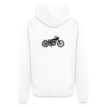 Vintage Cruiser Motorcycle Design - Unisex Premium Organic Zip Hoodie - white - Back - Thijin (182cm)