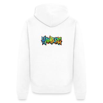 Graffiti-Stil Hamburg Stadtmotiv - Unisex Premium Bio Zip Hoodie - Weiß - Hinten - Thijin (182cm)