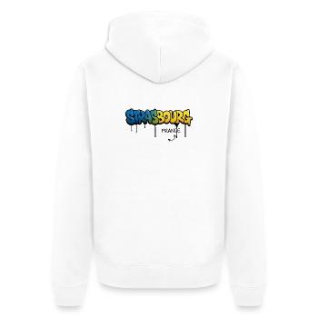 Graffiti-Style Strasbourg Schriftzug - Unisex Premium Bio Zip Hoodie - Weiß - Hinten - Thijin (182cm)