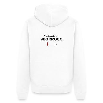 Motivation ZERRROOO - Conception de mèmes amusants - Veste à capuche bio Premium Unisexe - blanc - Dos - Thijin (182cm)
