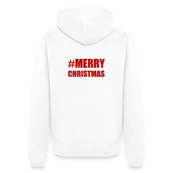 WEIHNACHTEN. FROHE WEIHNACHTEN. FROHE WEIHNACHTEN. WEIHNACHTSMANN - Unisex Premium Bio Zip Hoodie - Weiß - Hinten - Thijin (182cm)