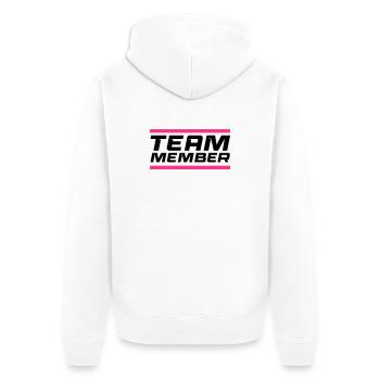 Team Member - Unisex Premium Organic Zip Hoodie - white - Back - Thijin (182cm)