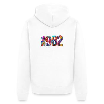 1982 – Birth, Abitur, School Enrollment, Marriage, Marriage - Unisex Premium Organic Zip Hoodie - white - Back - Thijin (182cm)
