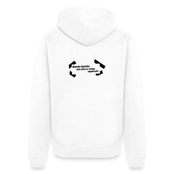 Sprueche nicht angebracht - Unisex Premium Bio Zip Hoodie - Weiß - Hinten - Thijin (182cm)