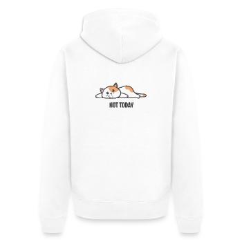 Katze - Nicht heute - Unisex Premium Bio Zip Hoodie - Weiß - Hinten - Thijin (182cm)