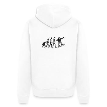 Evolution zum Snowboarder Grunge Design - Unisex Premium Bio Zip Hoodie - Weiß - Hinten - Thijin (182cm)