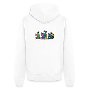 Monstres drôles lisant des livres d’auto-assistance Rat de bibliothèque - Veste à capuche bio Premium Unisexe - blanc - Dos - Thijin (182cm)