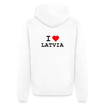 Ich liebe Lettland - I love Latvia - Unisex Premium Bio Zip Hoodie - Weiß - Hinten - Thijin (182cm)