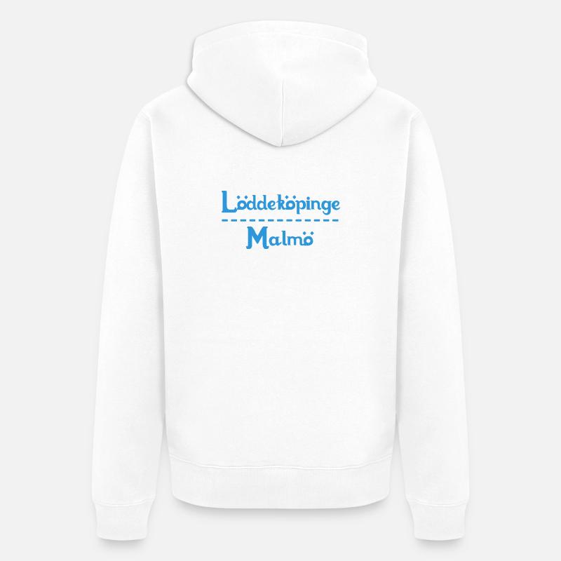 Löddeköpinge – Malmö Sky Blue Design - Veste à capuche bio Premium Unisexe - blanc