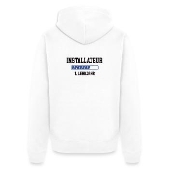 Ausbildung Installateur 1. Lehrjahr Installateure - Unisex Premium Bio Zip Hoodie - Weiß - Hinten - Thijin (182cm)