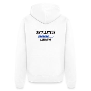 Ausbildung Installateur 3. Lehrjahr Installateure - Unisex Premium Bio Zip Hoodie - Weiß - Hinten - Thijin (182cm)