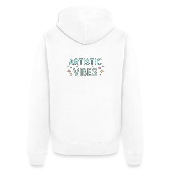 Pastellfarbene künstlerische Atmosphäre - Unisex Premium Bio Zip Hoodie - Weiß - Hinten - Thijin (182cm)