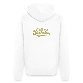 Bachelor 2026 Abschluss Promotion Sponsion - Unisex Premium Bio Zip Hoodie - Weiß - Hinten - Thijin (182cm)