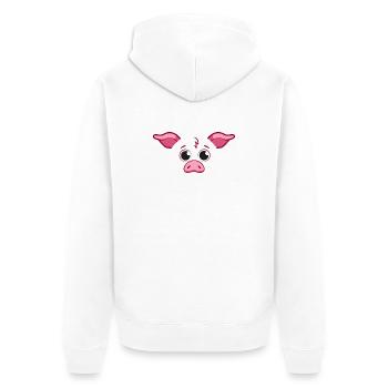Cute Pig Face Minimalist Pink Animal Art - Unisex Premium Organic Zip Hoodie - white - Back - Thijin (182cm)