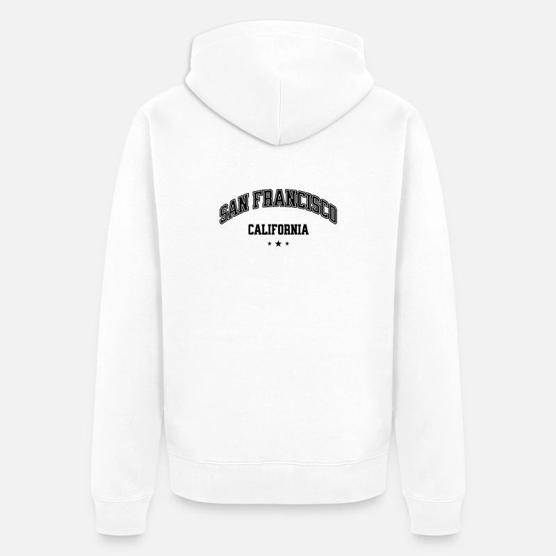 San Francisco Arch Text Tee - Unisex Premium Bio Zip Hoodie - Weiß