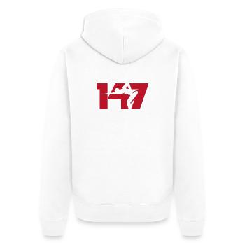147 Snooker Icon (Red) - Unisex Premium Organic Zip Hoodie - white - Back - Thijin (182cm)
