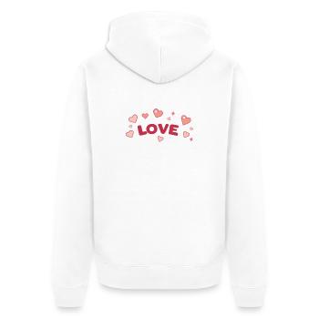 Amour et Cœurs Doux Dessin Animé - Veste à capuche bio Premium Unisexe - blanc - Dos - Thijin (182cm)