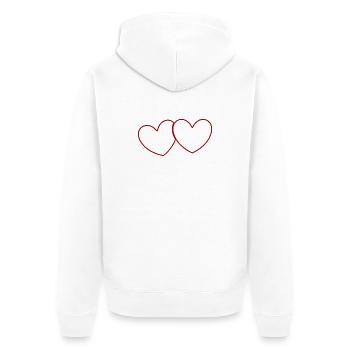 2 Red Hearts Heart Gift Valentine's Day - Unisex Premium Organic Zip Hoodie - white - Back - Thijin (182cm)