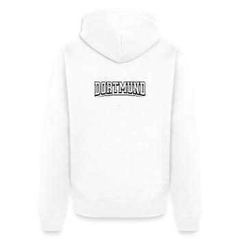 Sweat à capuche typographique Dortmund Allemagne - Veste à capuche bio Premium Unisexe - blanc - Dos - Thijin (182cm)