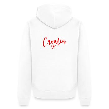 Kroatien Herz Frauenliebe Kroatien - Unisex Premium Bio Zip Hoodie - Weiß - Hinten - Thijin (182cm)