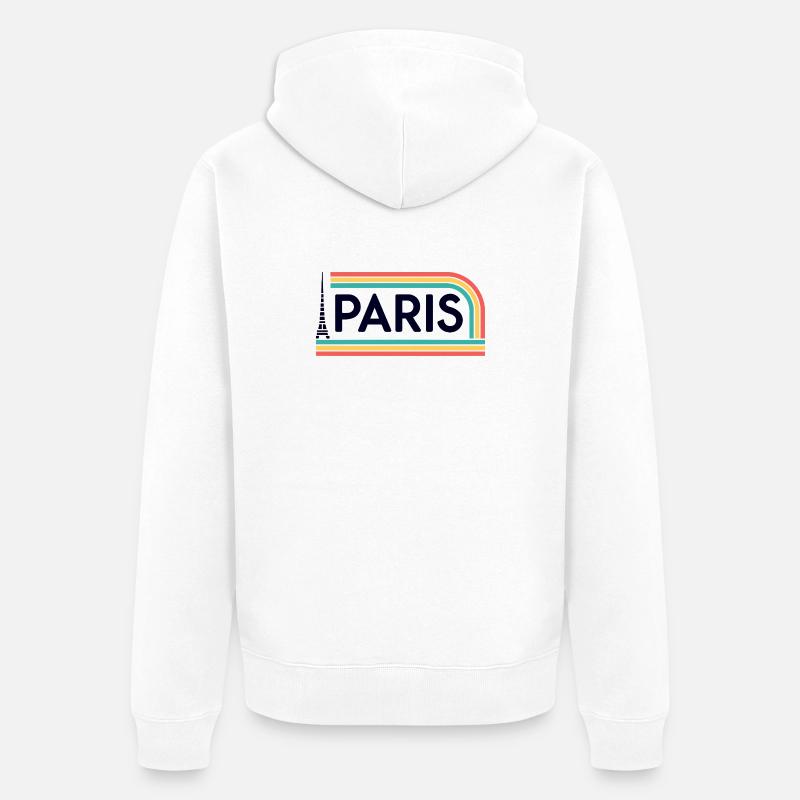 Paris Arc-en-ciel Rétro - Veste à capuche bio Premium Unisexe - blanc
