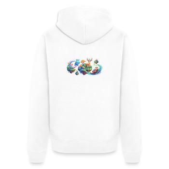 Fantasiewald Tiertraum Fantasy Wald Tiere Motiv - Unisex Premium Bio Zip Hoodie - Weiß - Hinten - Thijin (182cm)