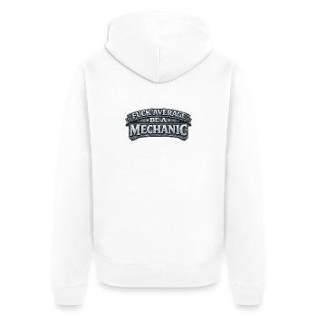 Stolzer Mechaniker – Leidenschaft & Können - Unisex Premium Bio Zip Hoodie - Weiß - Hinten - Thijin (182cm)