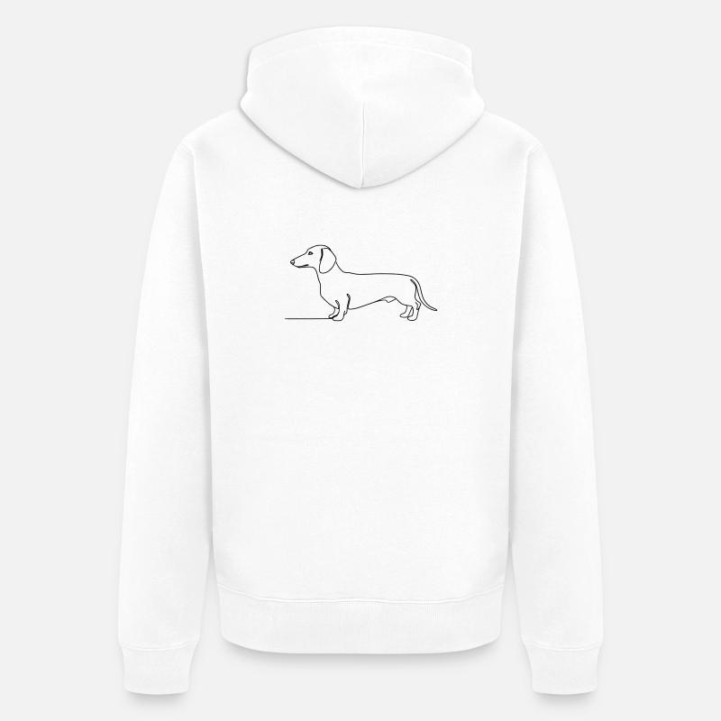 Dackel Teckel One Line Art - Unisex Premium Bio Zip Hoodie - Weiß