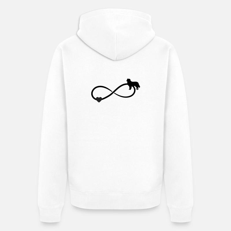 Australian Sheperd Herz Unendlichkeit  - Unisex Premium Bio Zip Hoodie - Weiß