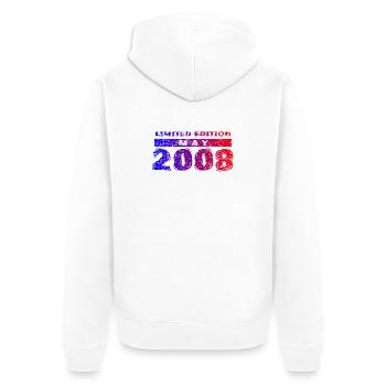 18e anniversaire Édition Limitée 05/2008 - Veste à capuche bio Premium Unisexe - blanc - Dos - Thijin (182cm)
