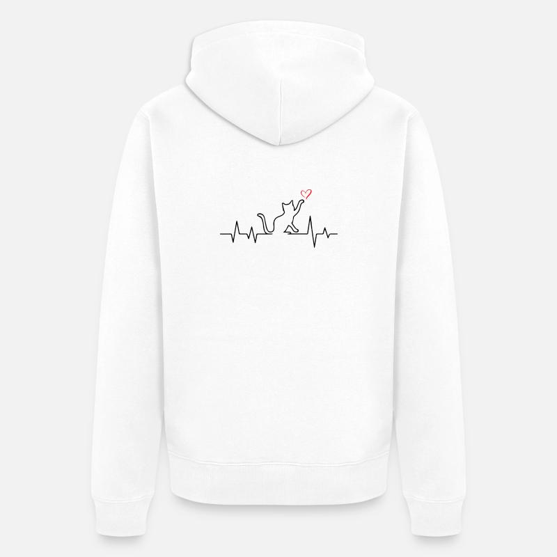 ECG Chat Battement de cœur - Veste à capuche bio Premium Unisexe - blanc