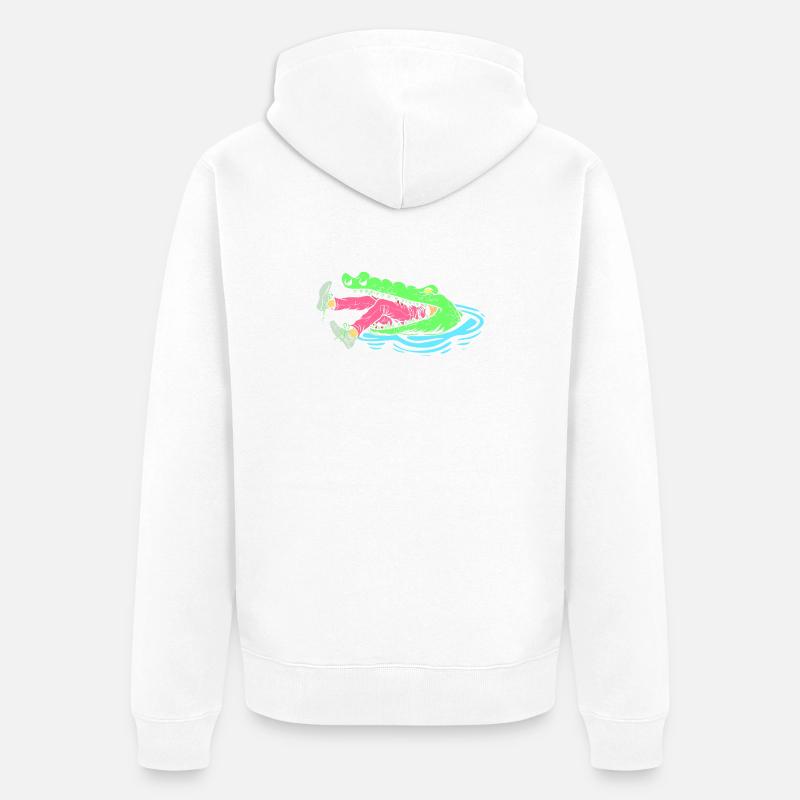 Chasse au crocodile Chasse Chasse - Veste à capuche bio Premium Unisexe - blanc