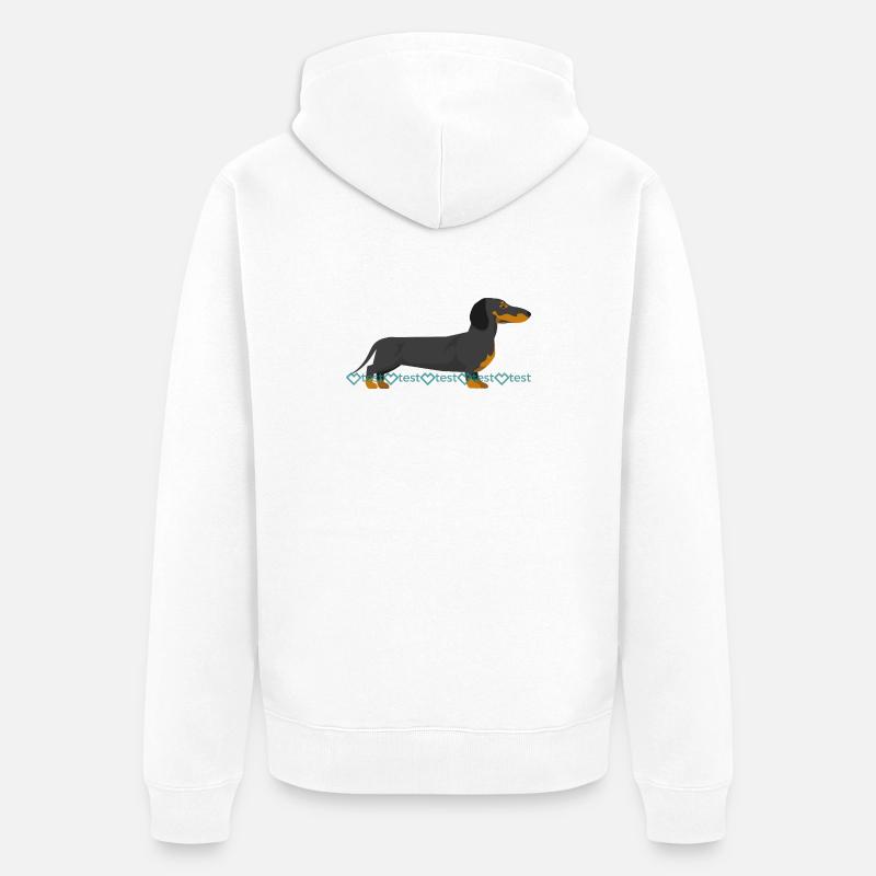 Image du teckel - Veste à capuche bio Premium Unisexe - blanc