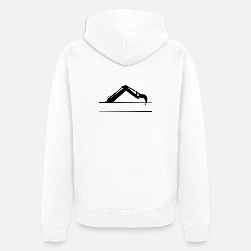 Baggerarm maßgeschneidert – Baukonstruktion - Unisex Premium Bio Zip Hoodie - Weiß