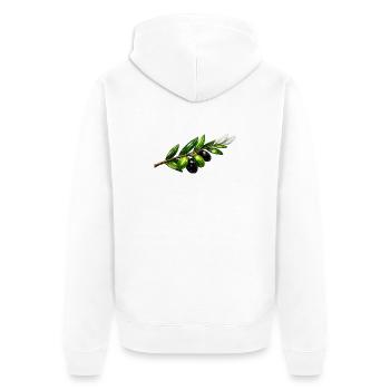 Rameau d’olivier avec olives vertes et noires - Veste à capuche bio Premium Unisexe - blanc - Dos - Thijin (182cm)