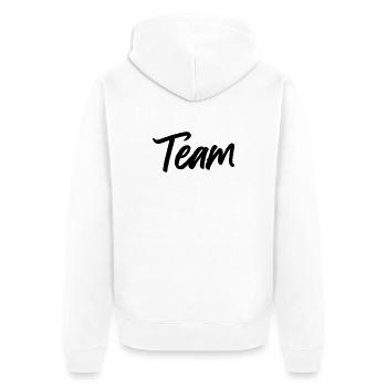Team - Unisex Premium Bio Zip Hoodie - Weiß - Hinten - Thijin (182cm)