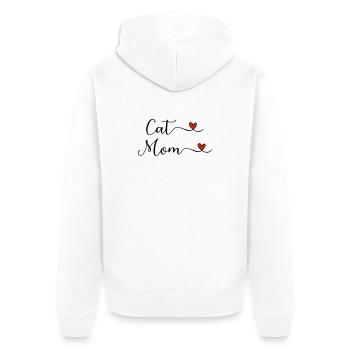 Katzenmama - Unisex Premium Bio Zip Hoodie - Weiß - Hinten - Thijin (182cm)