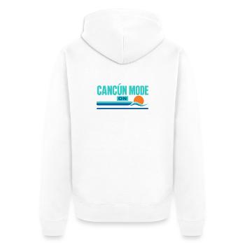 Strandurlaubsgeschenke, Cancun-Modus an, Mexiko-Reise - Unisex Premium Bio Zip Hoodie - Weiß - Hinten - Thijin (182cm)