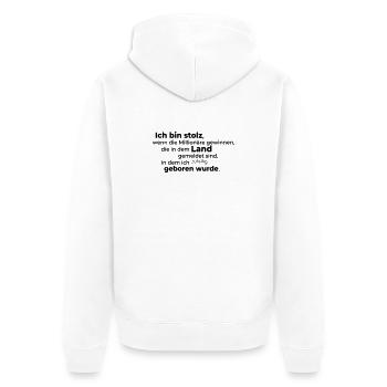 Stolz - Unisex Premium Bio Zip Hoodie - Weiß - Hinten - Thijin (182cm)