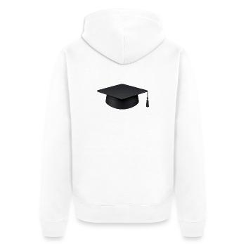 Graduation Cap Art Print - Unisex Premium Organic Zip Hoodie - white - Back - Thijin (182cm)
