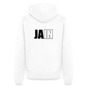 Ja Nein Vielleicht .... Jain - Unisex Premium Bio Zip Hoodie - Weiß - Hinten - Thijin (182cm)