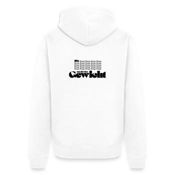 Die Menge macht das Gewicht - Unisex Premium Bio Zip Hoodie - Weiß - Hinten - Thijin (182cm)