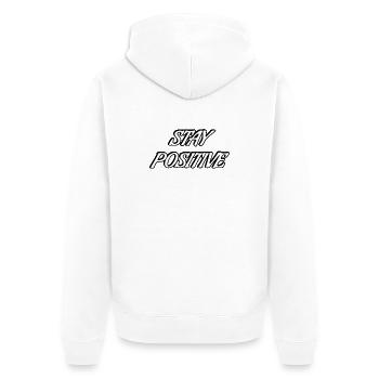 Bleib positiv Fette Typografie - Unisex Premium Bio Zip Hoodie - Weiß - Hinten - Thijin (182cm)