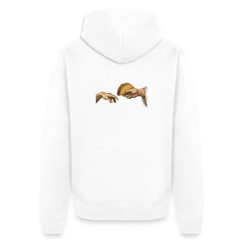 Taco – La Création (Taco Drôle) - Veste à capuche bio Premium Unisexe - blanc - Dos - Thijin (182cm)