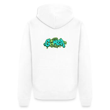 Gamer Graffiti Logo - Unisex Premium Bio Zip Hoodie - Weiß - Hinten - Thijin (182cm)