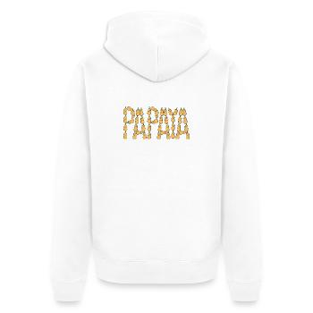 Papaya-Typografie - Unisex Premium Bio Zip Hoodie - Weiß - Hinten - Thijin (182cm)