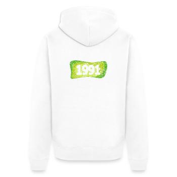 1991 - Unisex Premium Organic Zip Hoodie - white - Back - Thijin (182cm)